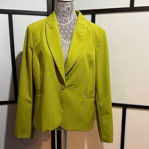 Nicole Miller Lime-Green Single-Button Tailored Blazer